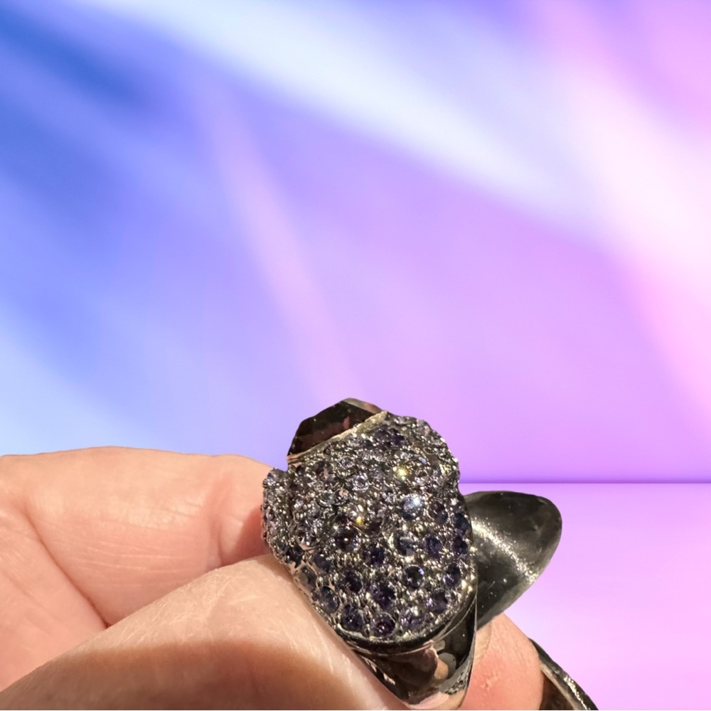 Purple Swarovski Dazzling Sparkling Cocktail Ring - Picture 5 of 6